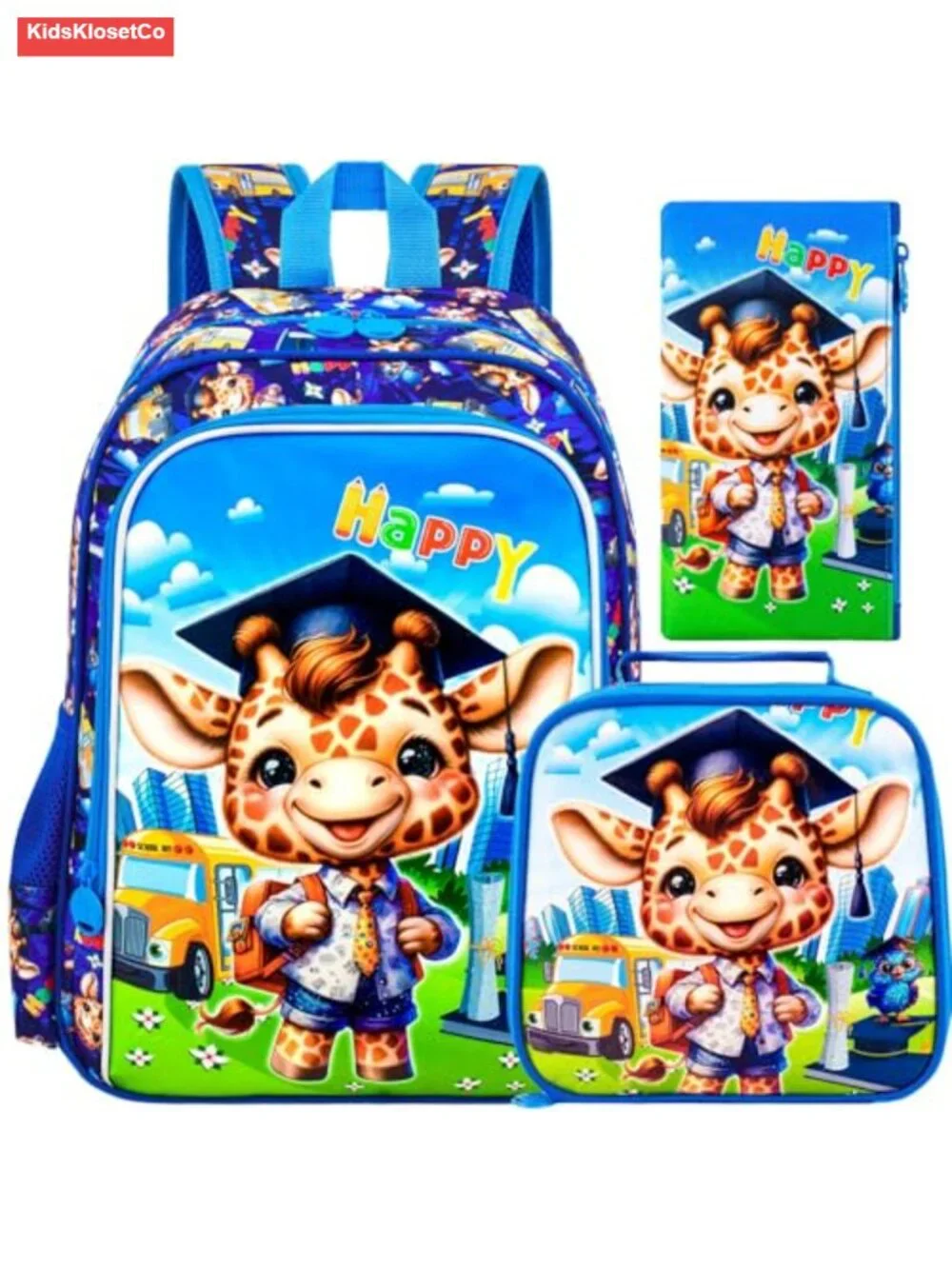 Kids Backpack Set with Lunch Box and Pencil Bag, Water Resistant School Bag